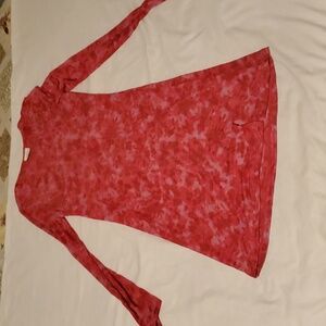 Stillwater  Long Sleeve Tie Dye Handkerchief Hem Dress Red Size  M